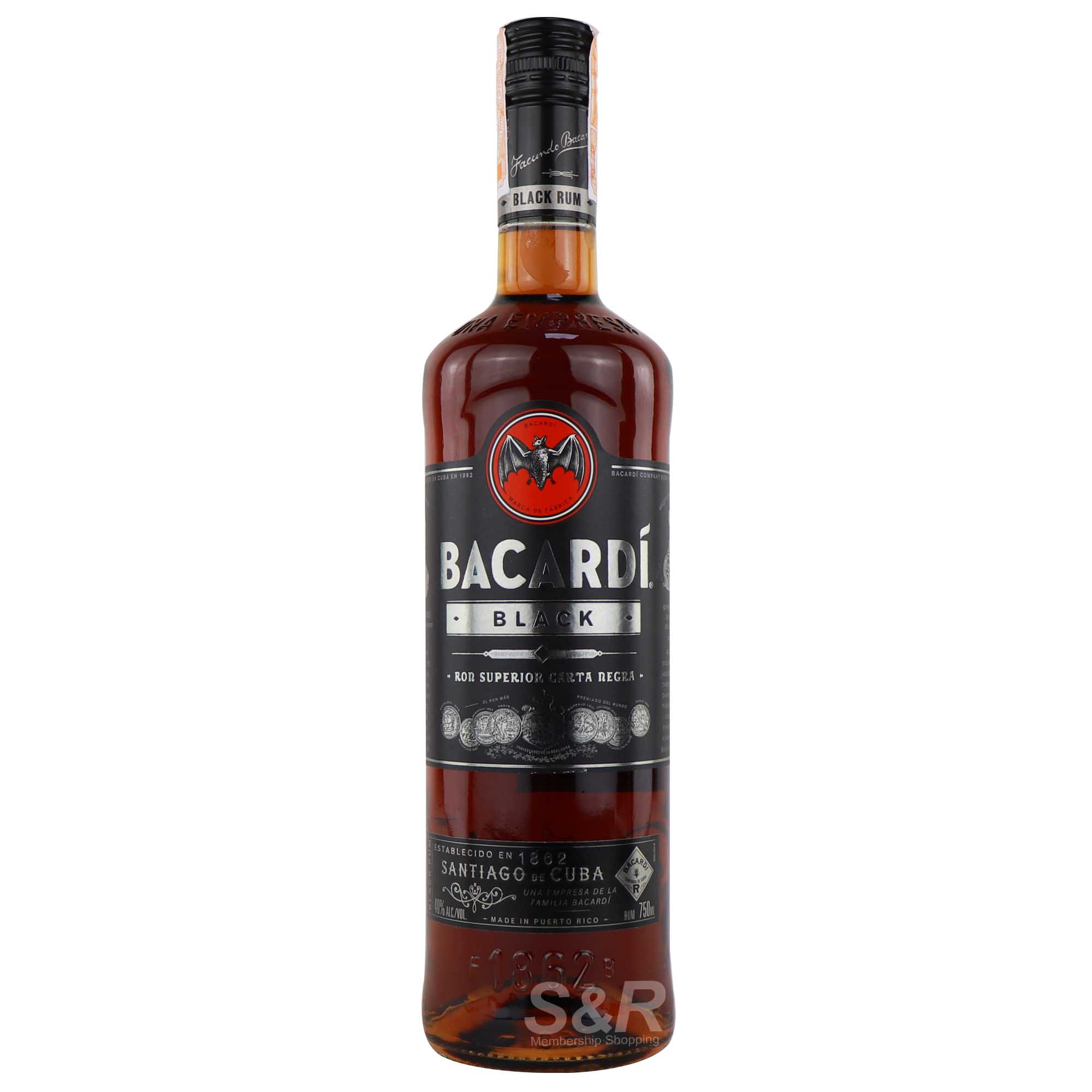 Bacardi Black Rum 750mL Bacardi Black Rum 750mL